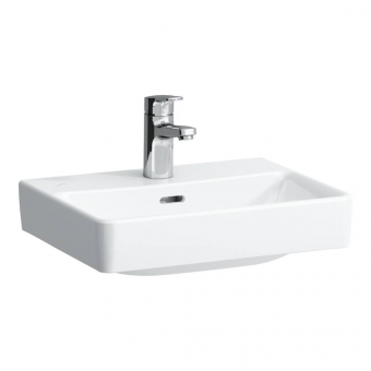 Praustuvas Laufen PRO S 450x340x85 mm, su 1 anga maišytuvui viduryje, spalva - balta LCC (LAUFEN Clean Coat) 